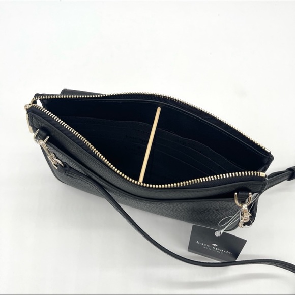 Kate Spade Leila Pebbled Leather Small Flap Crossbody Bag Black - Picture 7 of 10